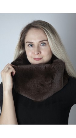 Dark brown rex fur neck warmer